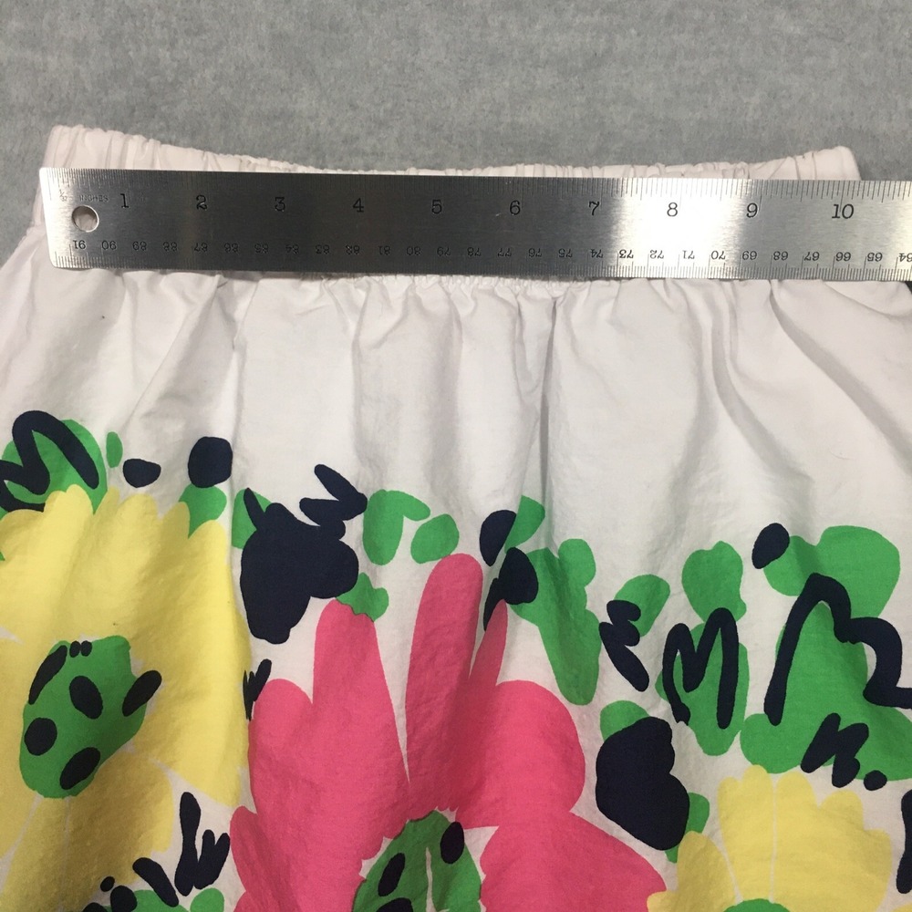 Lilly Pulitzer XS Short A-Line Skirt White Pull-On Large Print Pink Yellow Green - Picture 3 of 8